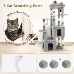 Globlazer cat tower dangling toys encourage interactive play with a mouse
