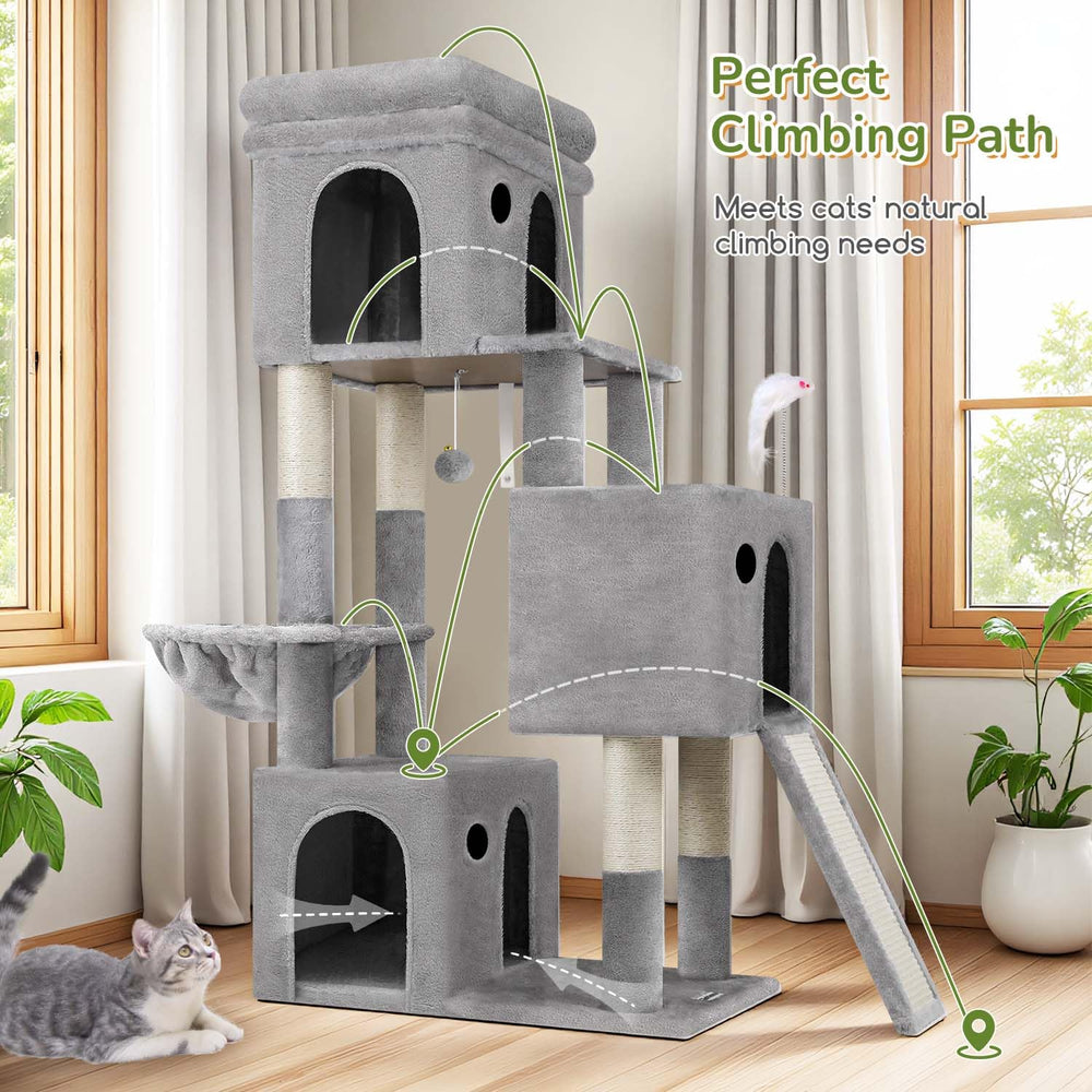Globlazer cat tower included plush toys for playful hunts