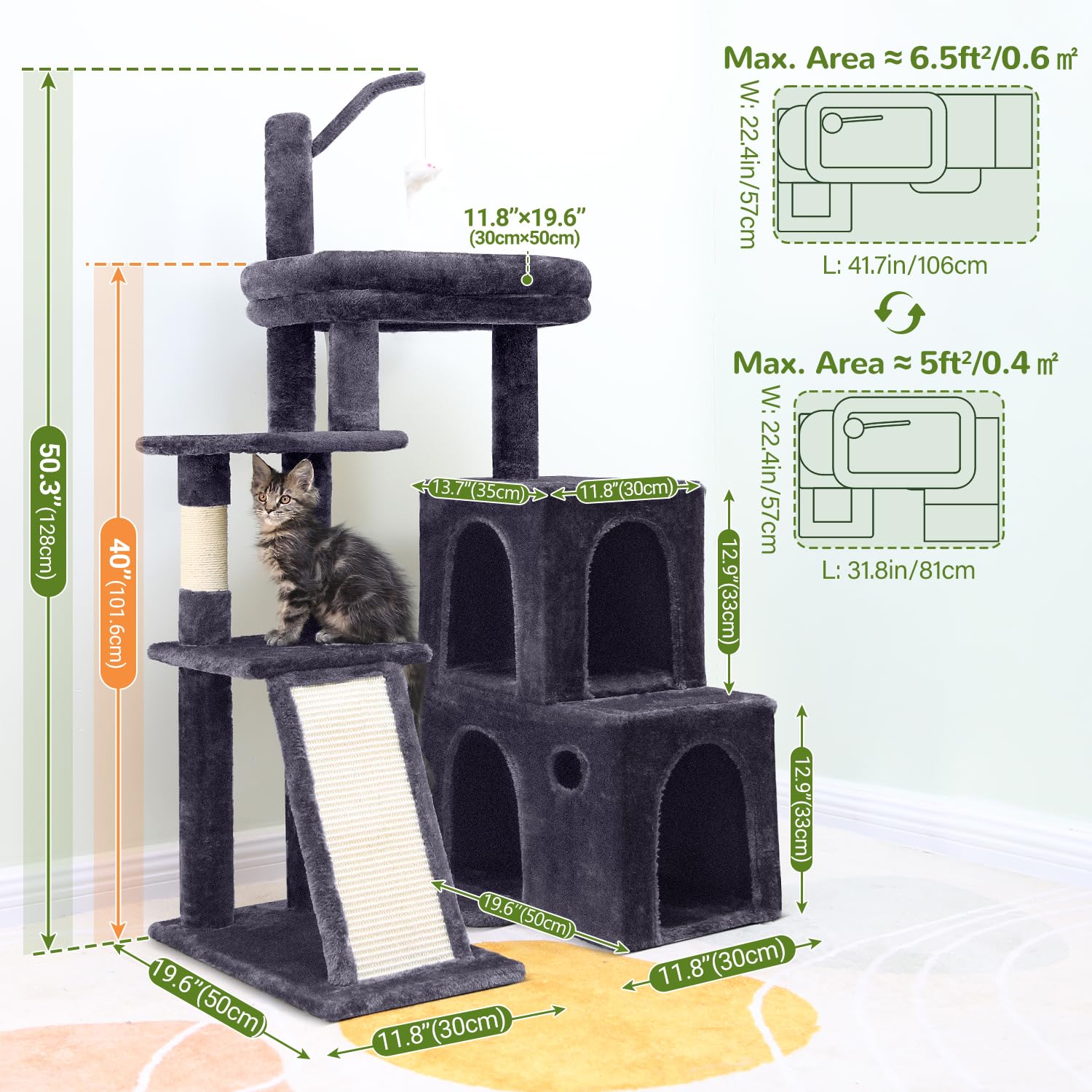 Globlazer two large condos offer secure retreats for multi-cat households.
