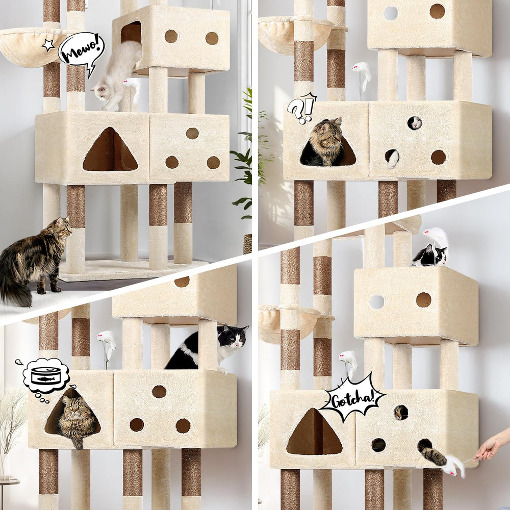 Globlazer cat tree with 3 condos provides private spaces for multi-cat homes