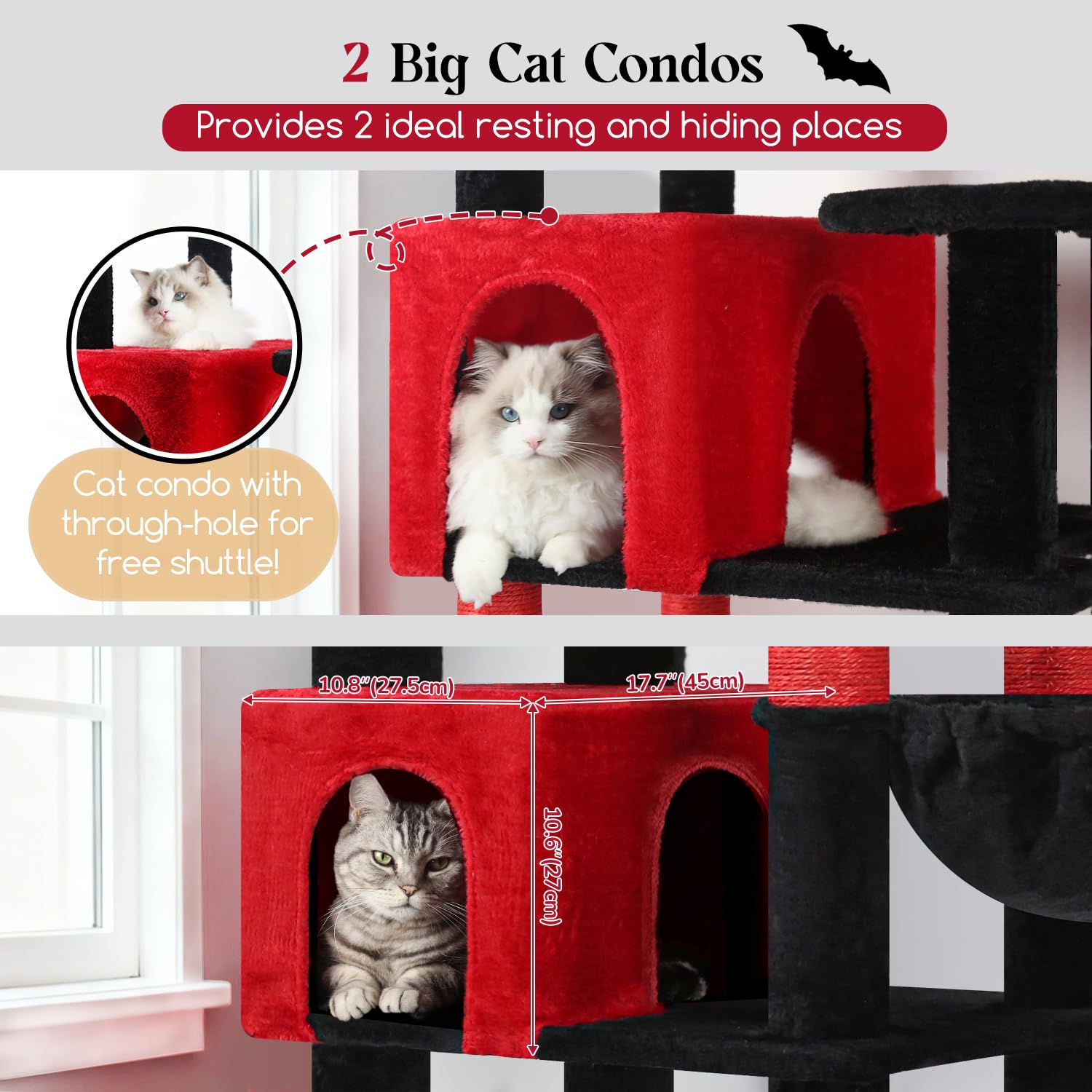 Globlazer cat tree 82in hanging baskets provide cozy multi-cat rest and play