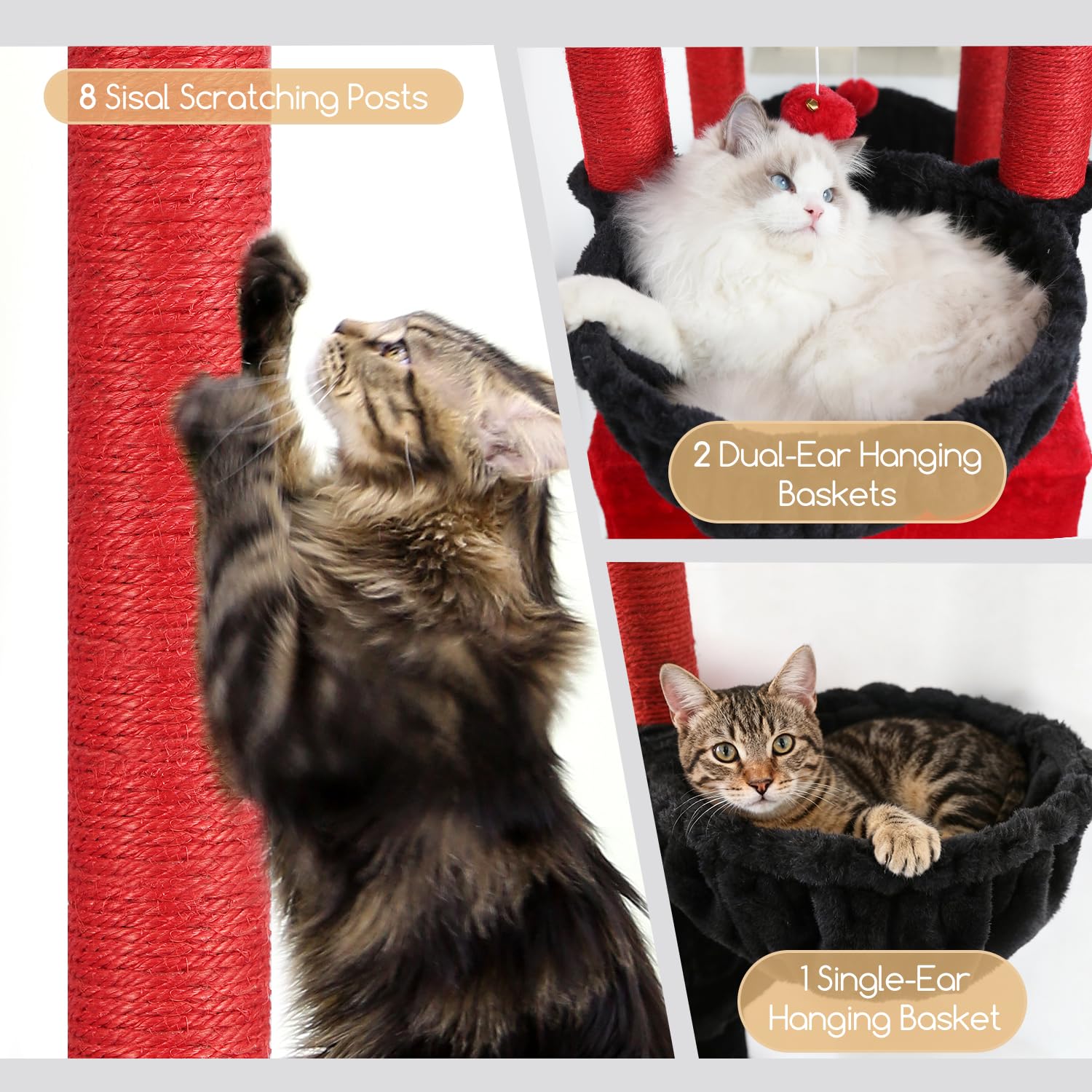 Globlazer cat tree 82in natural sisal posts protect furniture while scratching