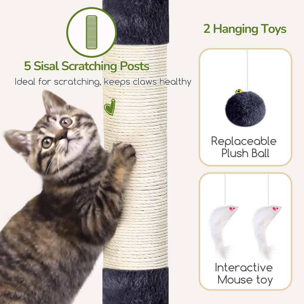 Globlazer cat tree with two big baskets for hideaway storage and play.