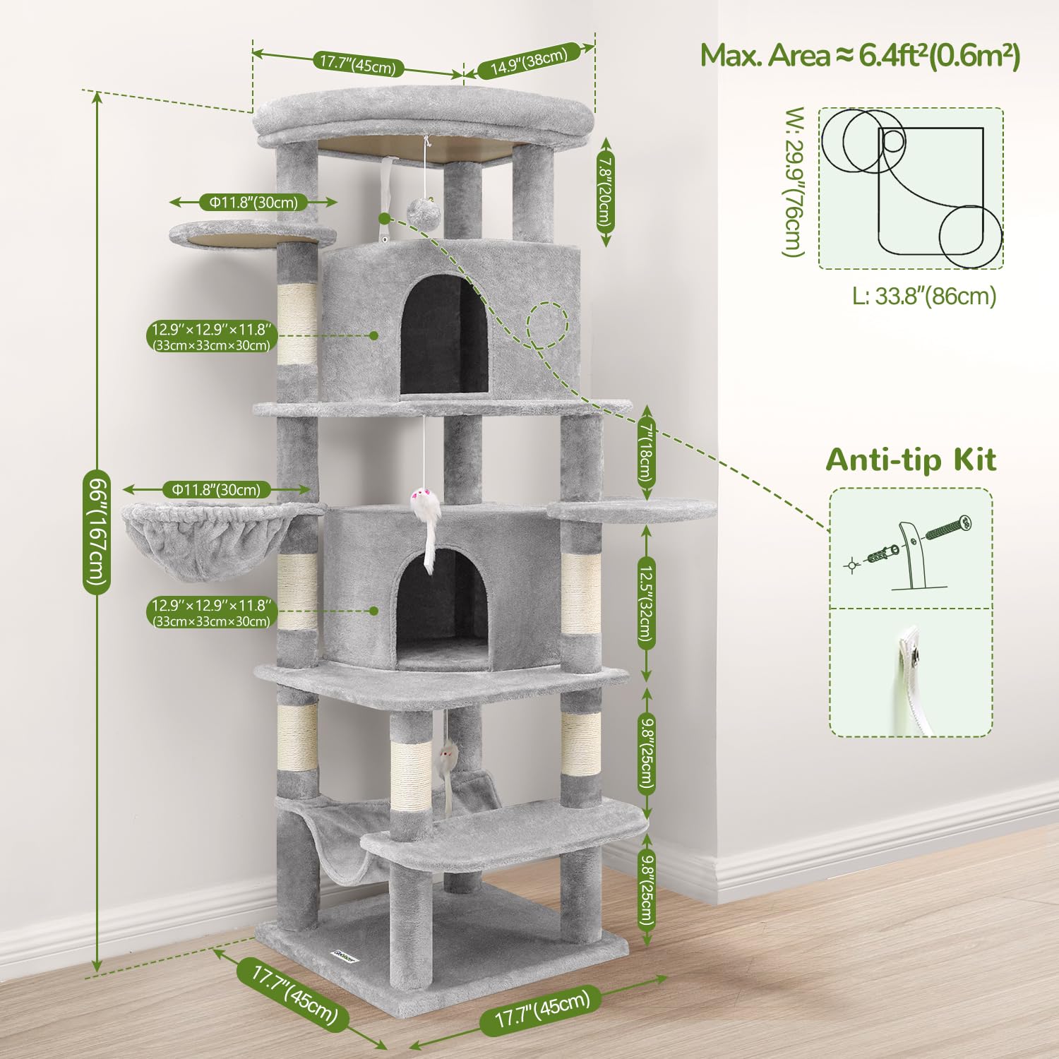 Globlazer cat tree easy-assembly features simple setup with hex key.