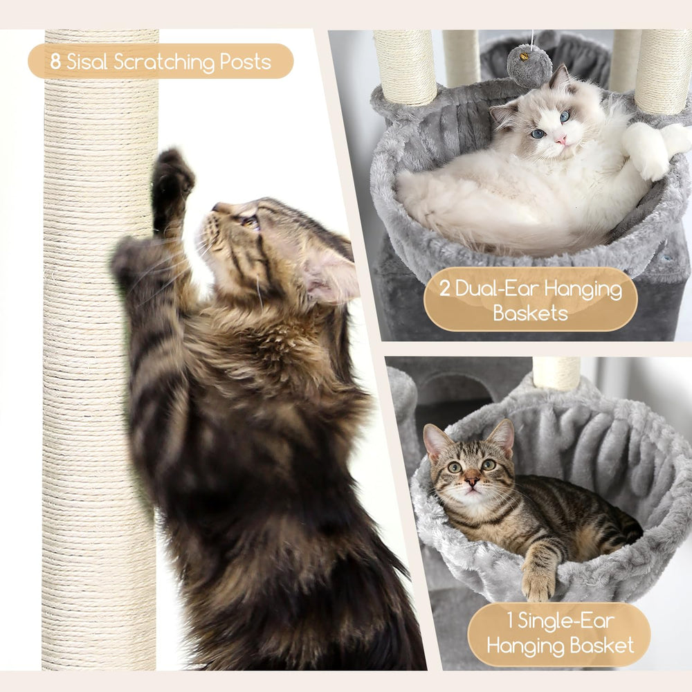 Globlazer cat tree hanging baskets three cozy resting spots for multiple cats