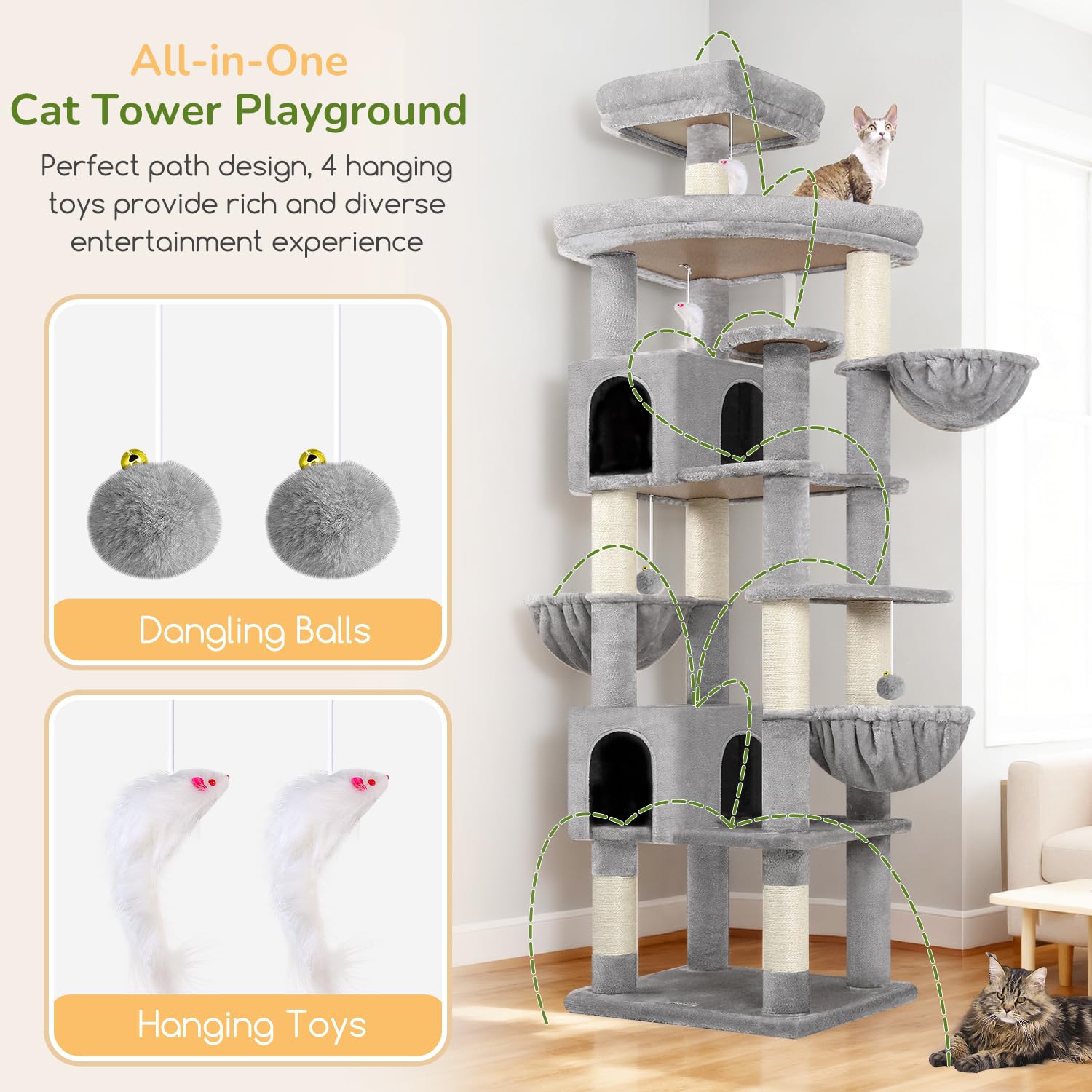 Globlazer cat tree sisal posts eight durable scratching surfaces for furniture protection