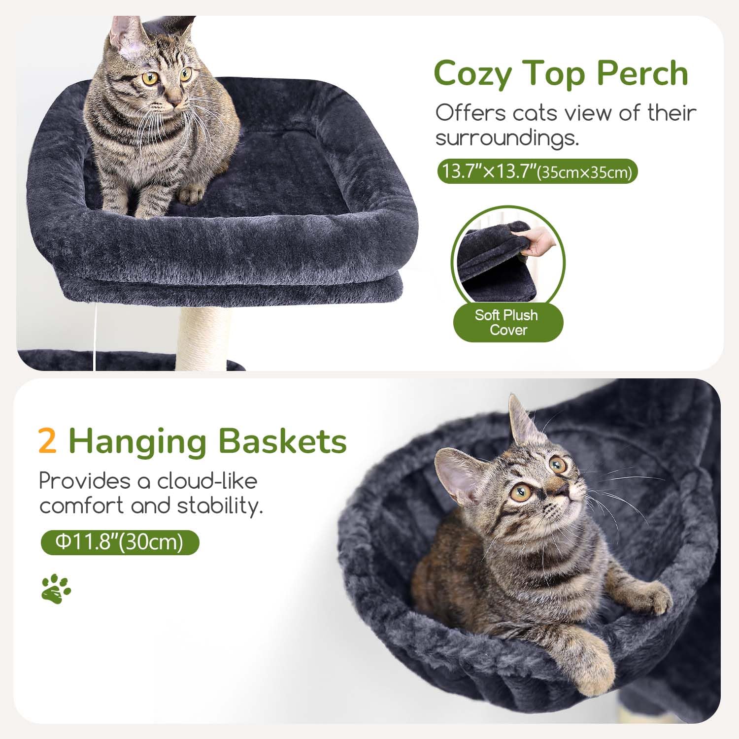Globlazer cat tree with natural sisal posts for scratching and furniture protection.
