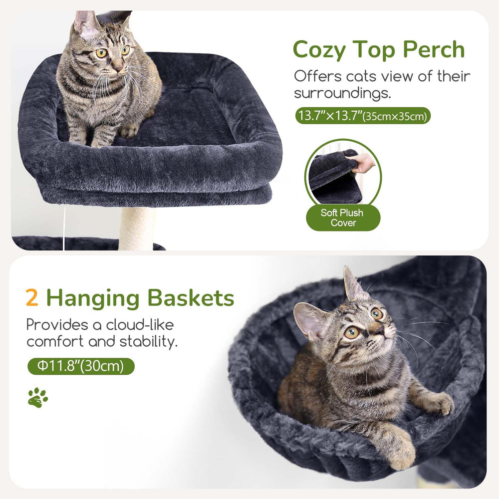 Globlazer cat tree with natural sisal posts for scratching and furniture protection.