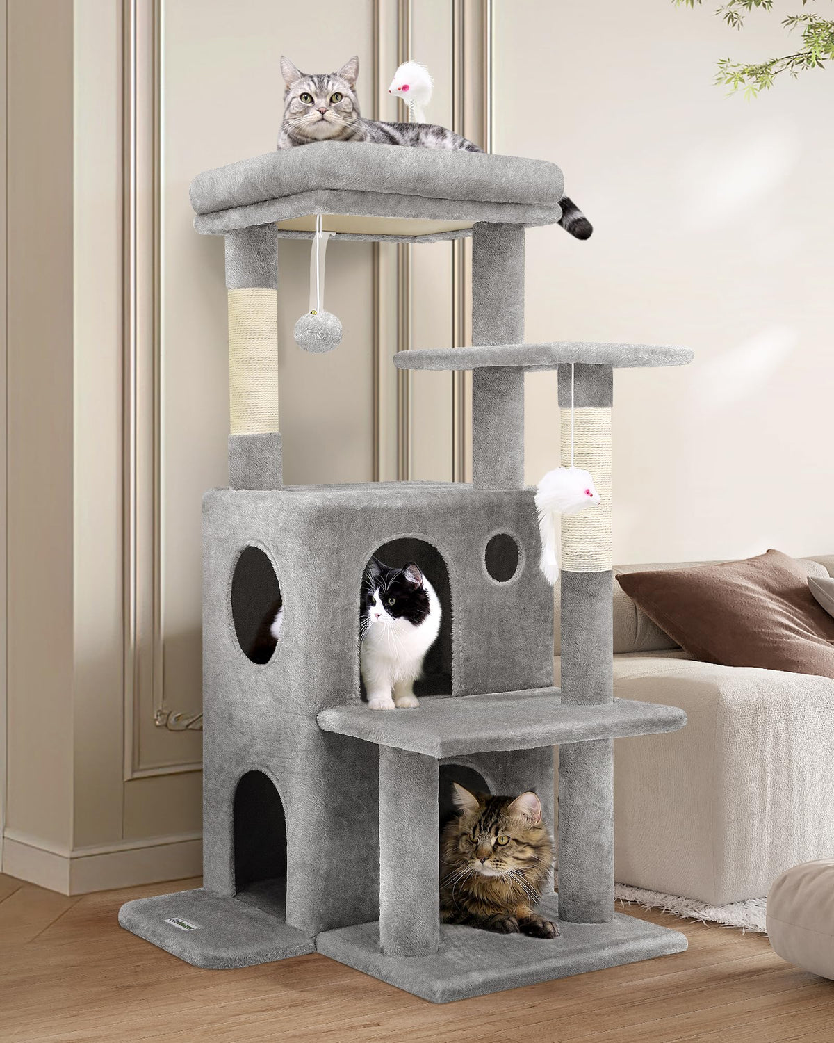 Globlazer cat tree tower 50-inch height provides a towering perch for large indoor cats.
