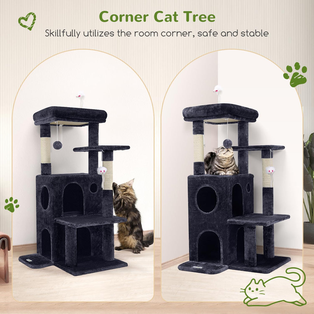 Globlazer cat tree tower double-layer condos provide two cozy hideaways