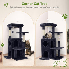 Globlazer cat tree tower double-layer condos provide two cozy hideaways