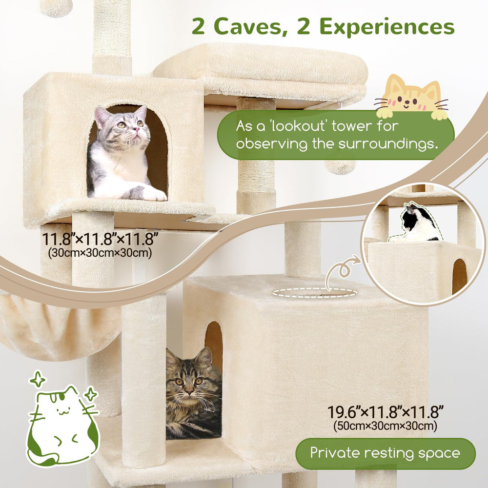Globlazer cat tree tower platforms closeup—varied levels for climbing and lounging