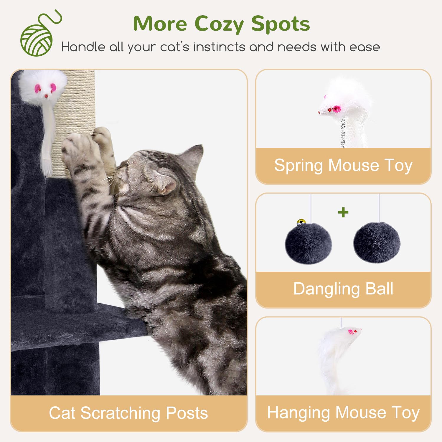 Globlazer cat tree tower scratching post encourages claw health