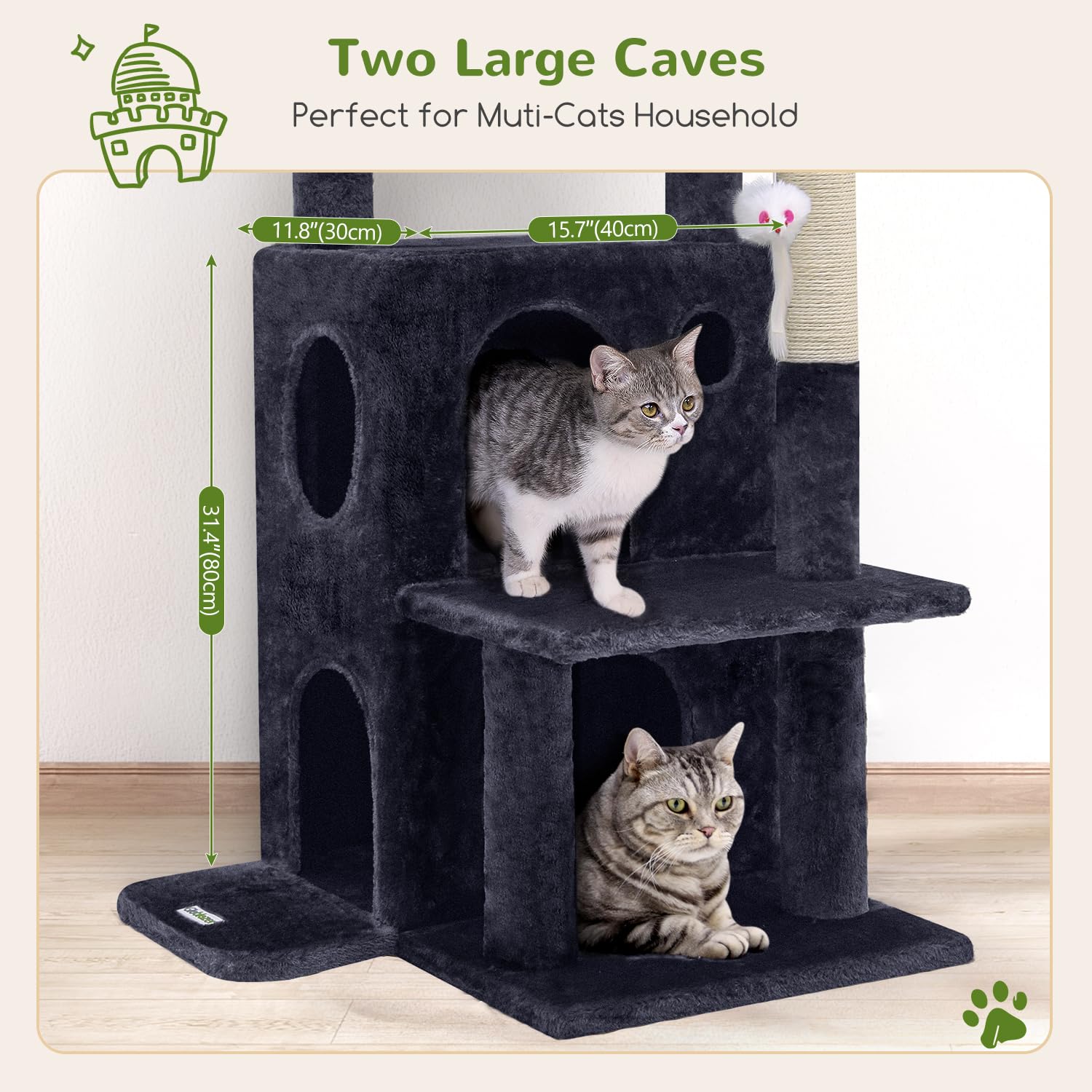 Globlazer cat tree tower space-saving design fits corners and windowsills