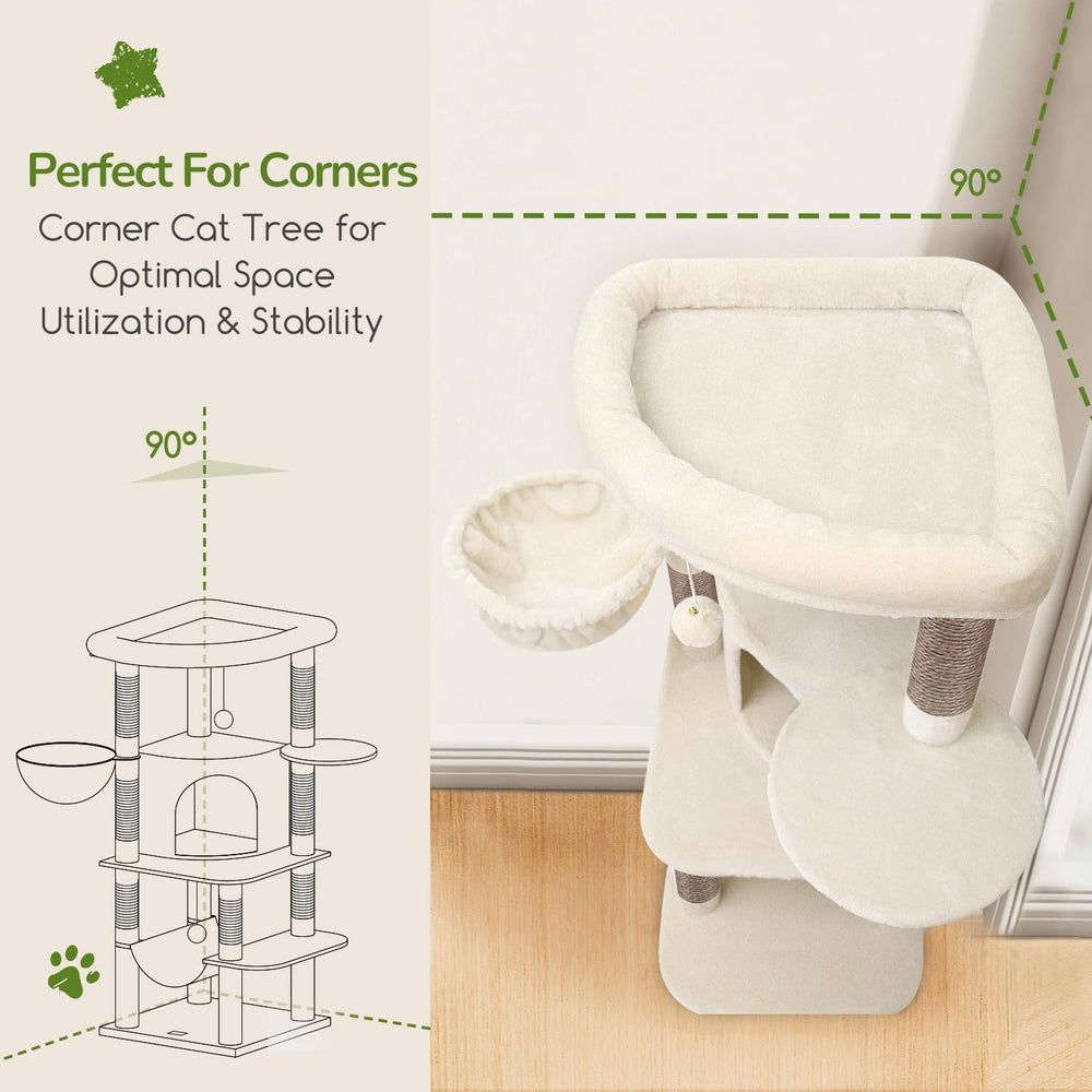 Globlazer corner cat tree 51in height ideal for elevated viewing and exploration.