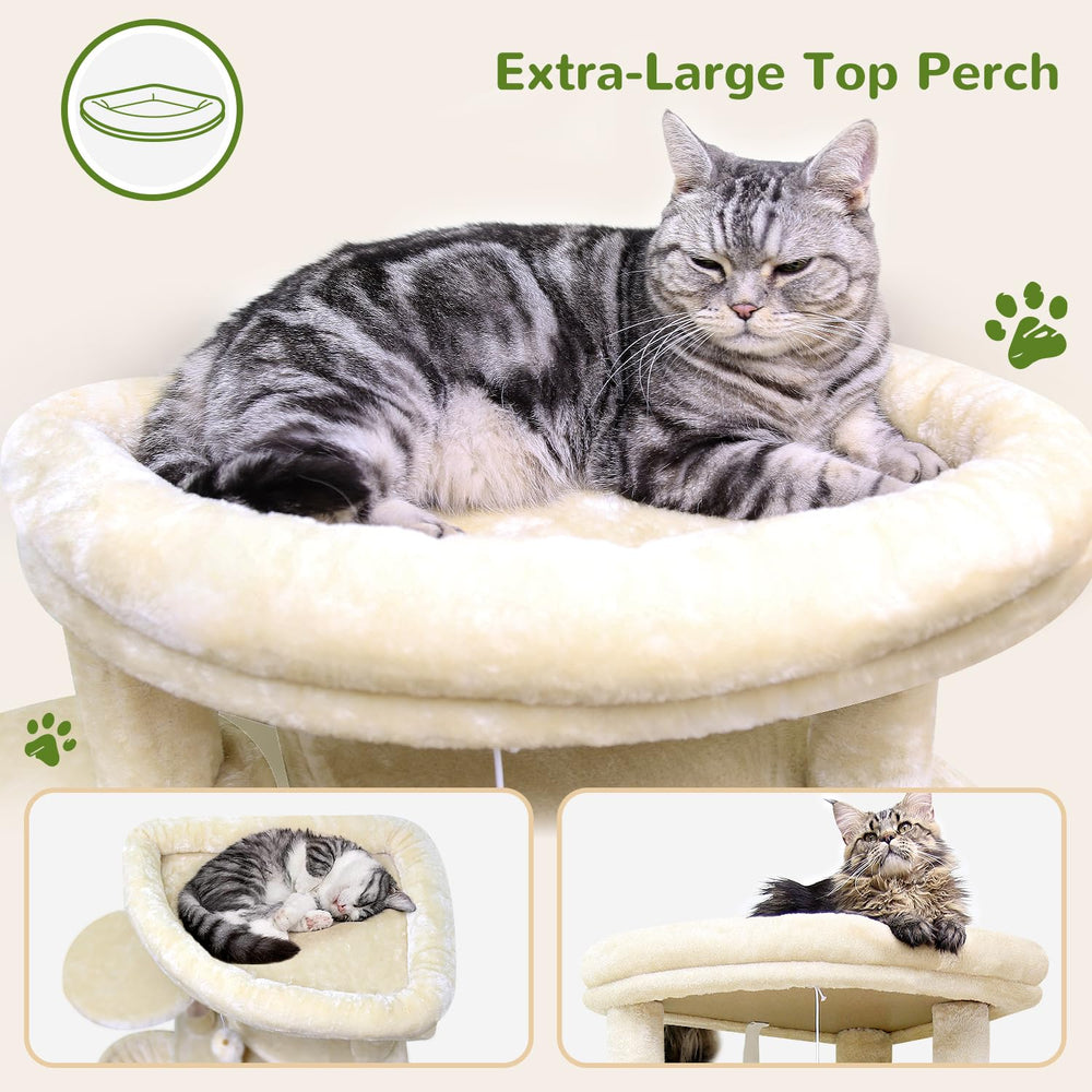 Globlazer Corner Cat Tree with two condos and hammock supports lounging and privacy.