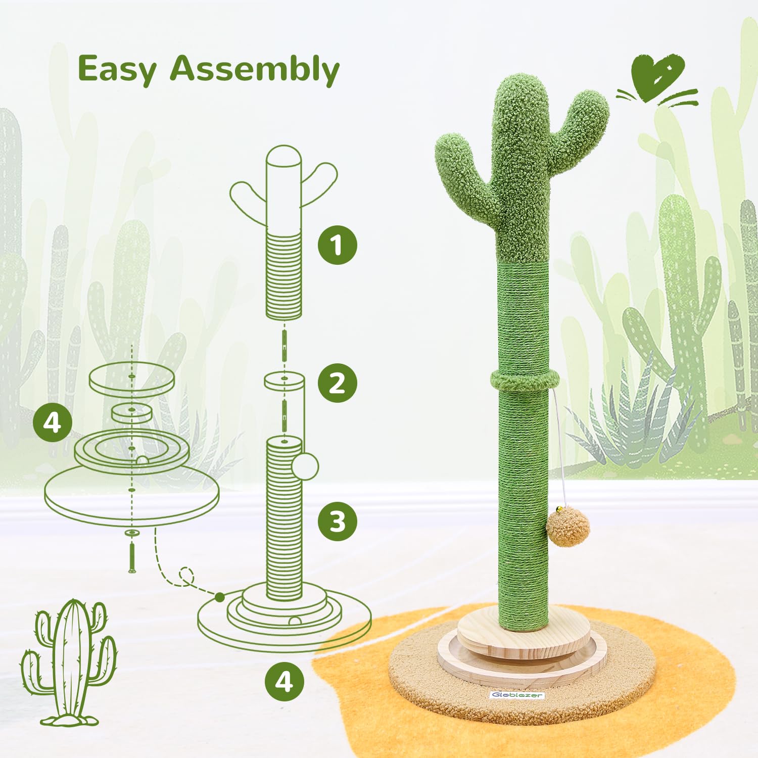 Globlazer easy-assembly 30-inch post enables quick setup without tools.