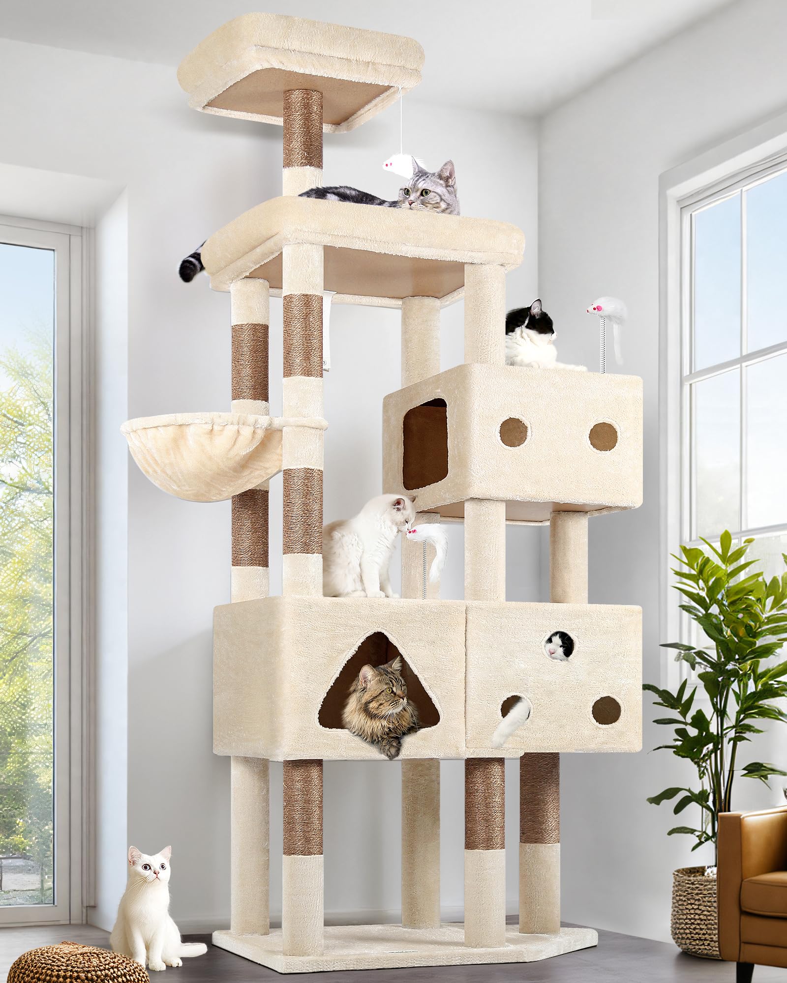 Globlazer extra-large cat tower 81-inch height for big cats, showcasing vertical play
