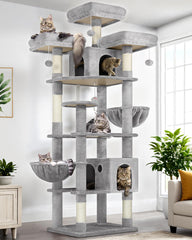 Globlazer F82 tall cat tree perches give cats elevated views for safe sunlit lounging.