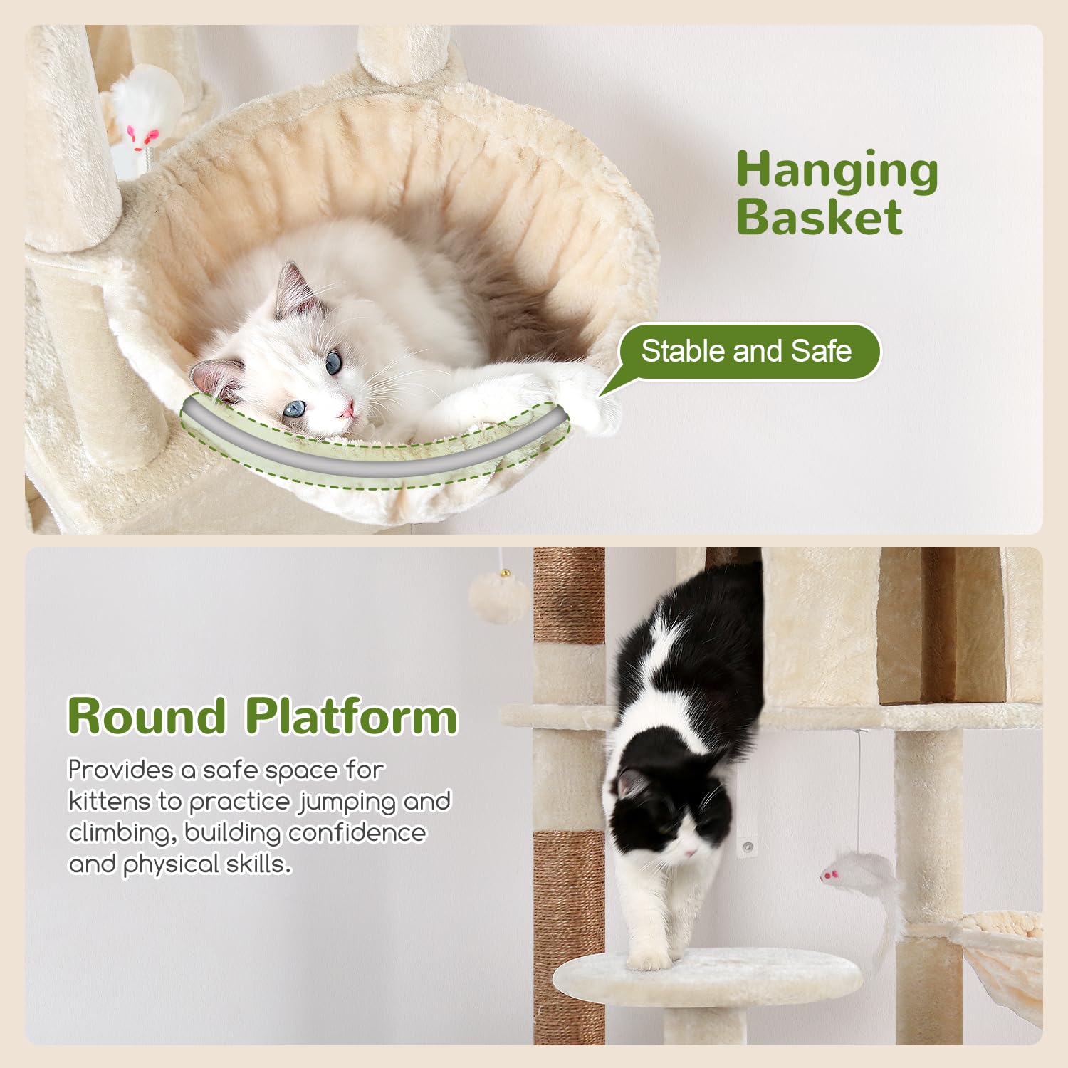 Globlazer F82 XXL cat tree hanging baskets invite lounging and interactive play