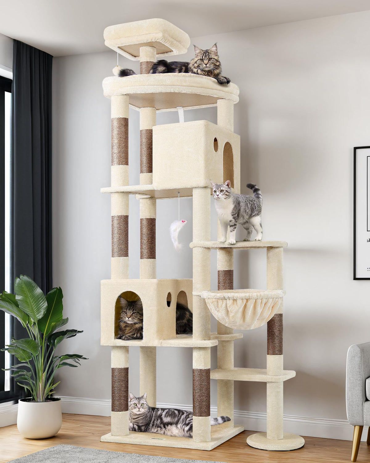 Globlazer Giant Cat Tree 83-inch standing view shows sturdy base for large cats