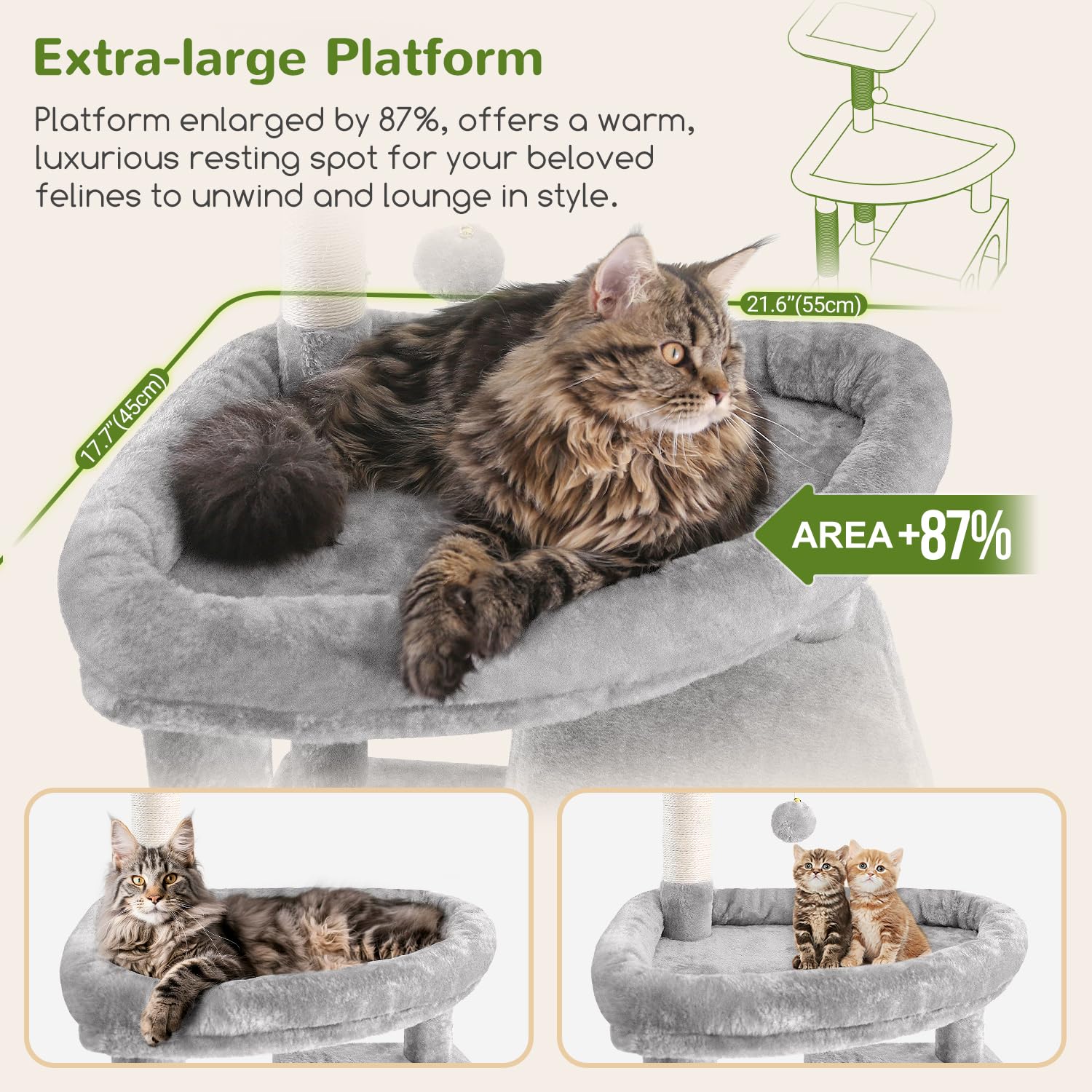 Globlazer Giant Cat Tree condos view highlights privacy for large cats.