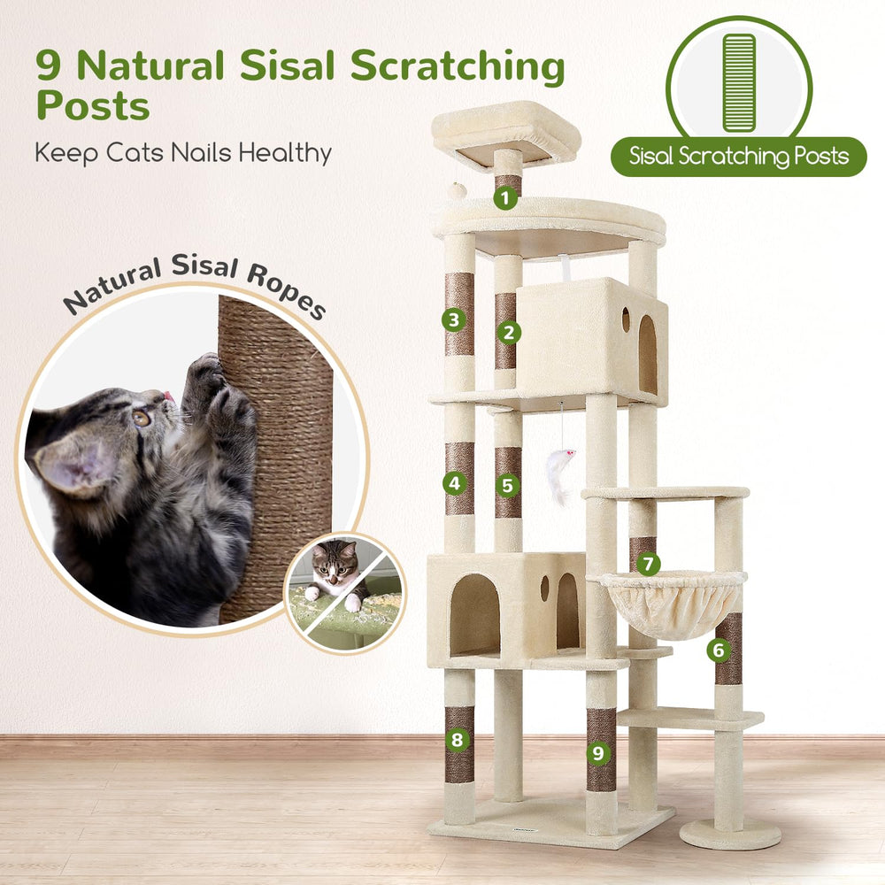 Globlazer Giant Cat Tree nine sisal scratching posts for healthy nail care