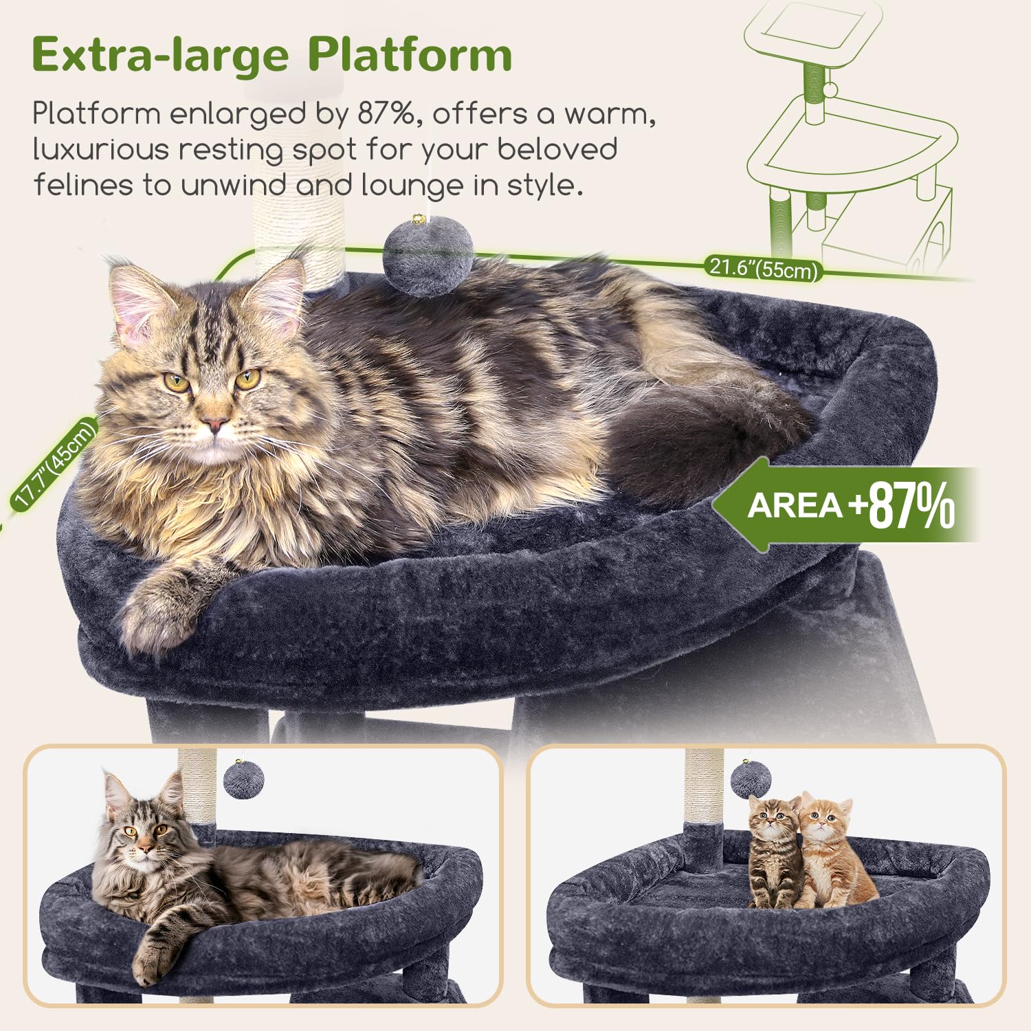 Globlazer Giant Cat Tree 55x45cm platform for lounging and observation.