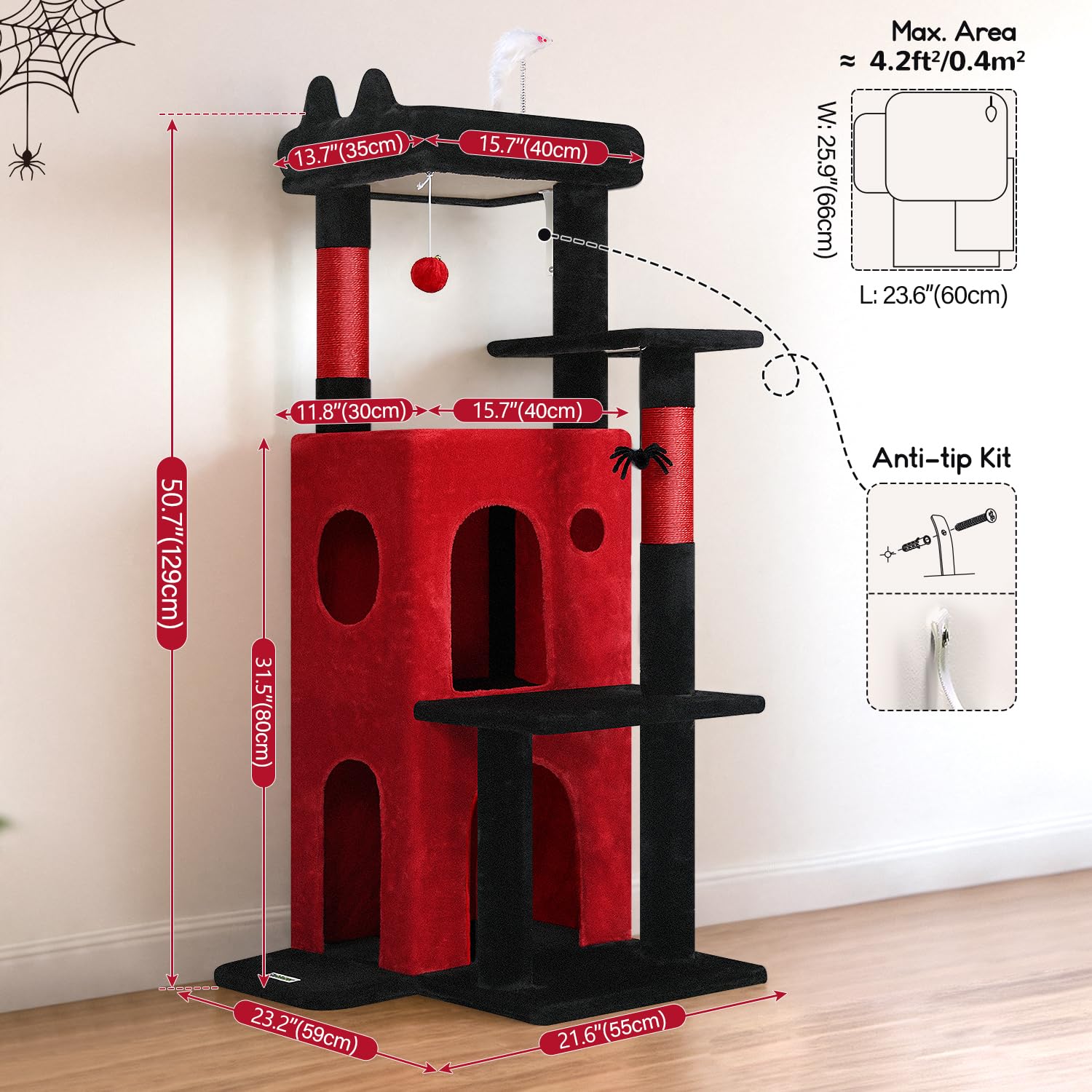 Globlazer Gothic Cat Tree includes two cat caves for private retreats