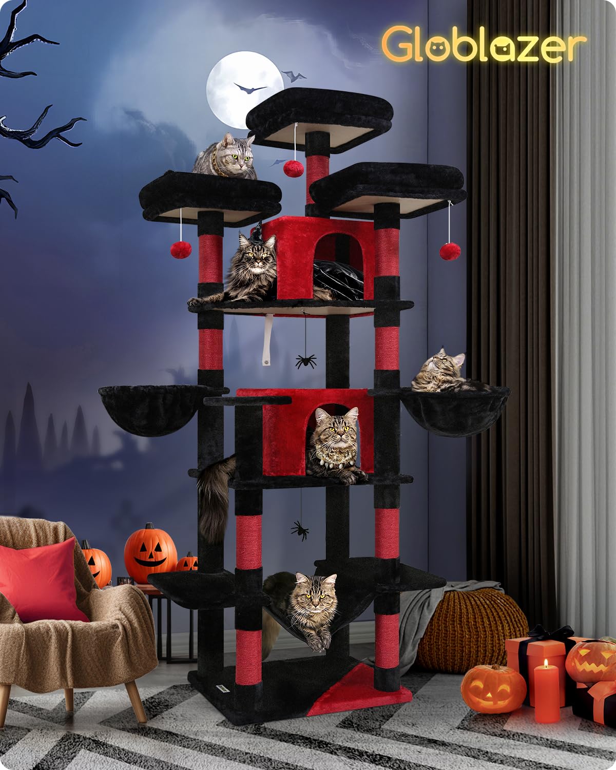 Globlazer Gothic Cat Tree sturdy construction supports active play and safe climbing.