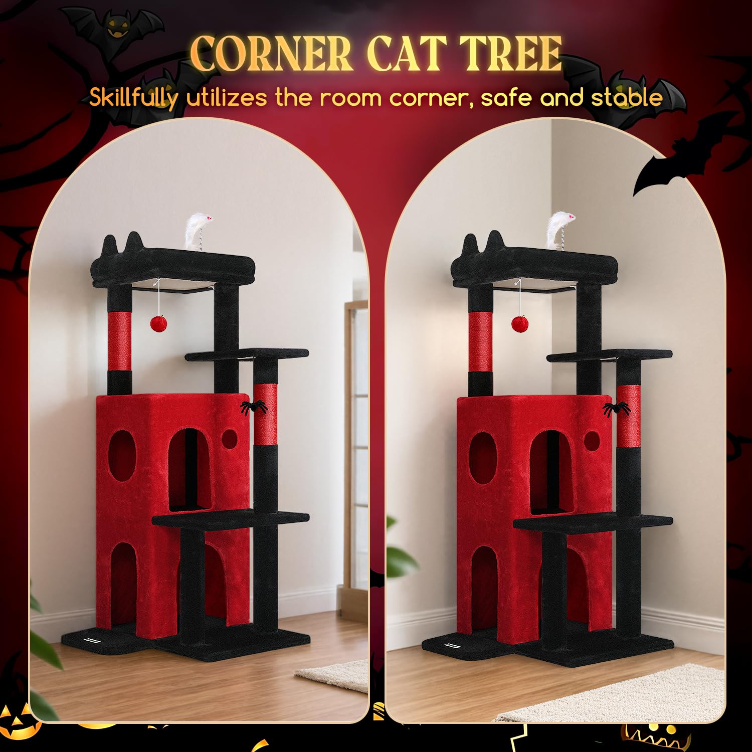 Globlazer Gothic Cat Tree with double-layer condos for cozy hideaways
