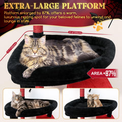 Globlazer Gothic Giant Cat Tree condo-2 offers a spacious retreat for big felines to nap.