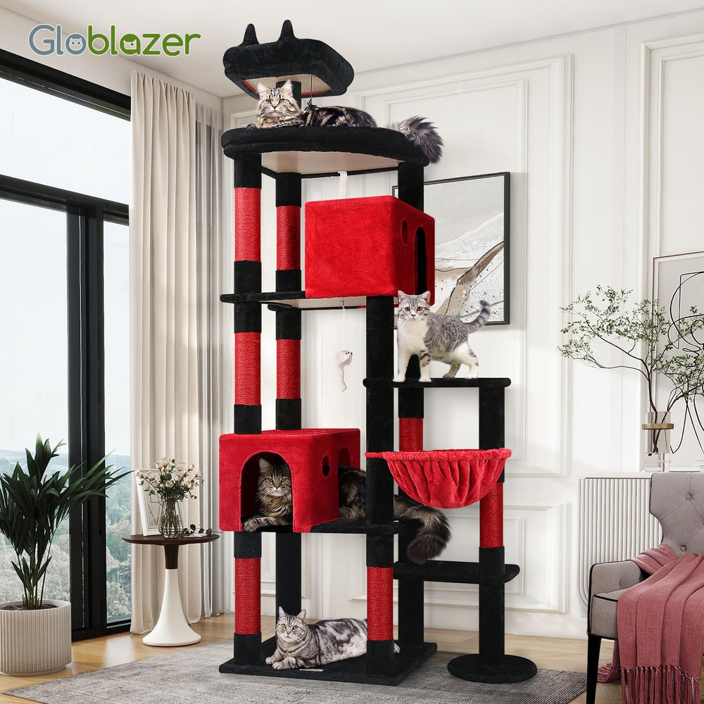 Globlazer Gothic Giant Cat Tree dimensions-illustration helps plan space before purchase.