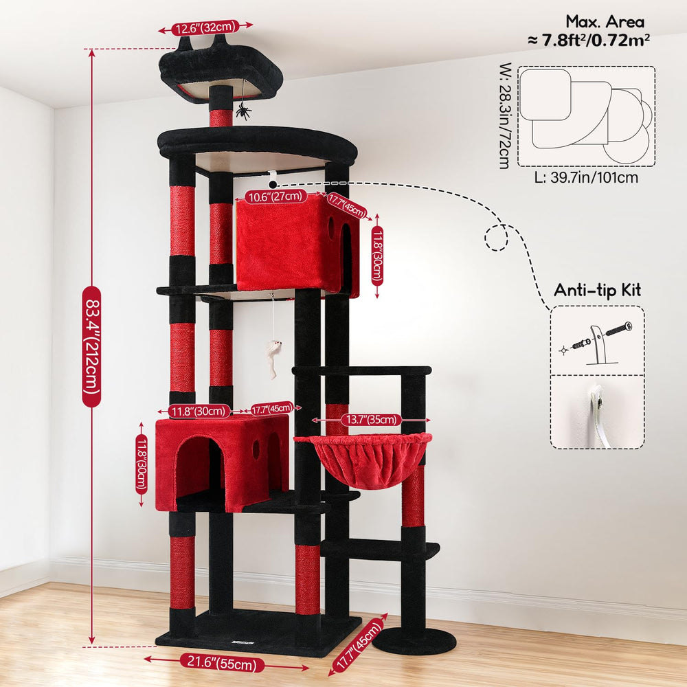 Globlazer Gothic Giant Cat Tree toys-mouse-ball invites interactive play and engagement.