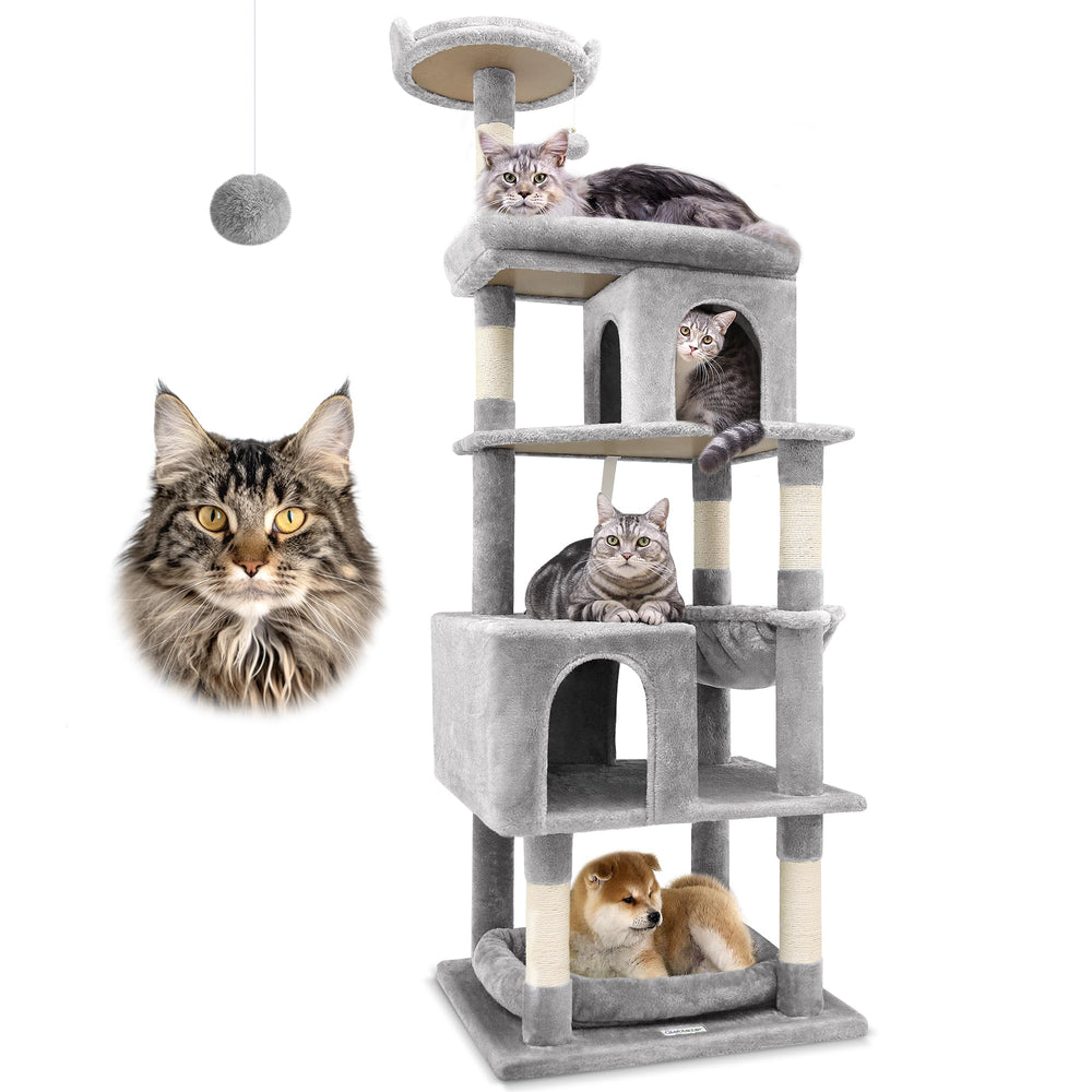 Globlazer 72in cat tree height offers a dramatic perch for large cats during play and rest.