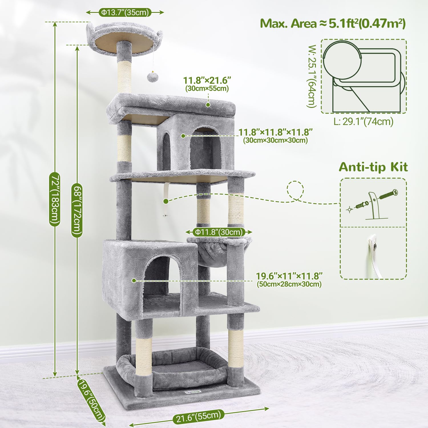 Globlazer independent pet bed fits beside the tree for flexible multi-pet living.
