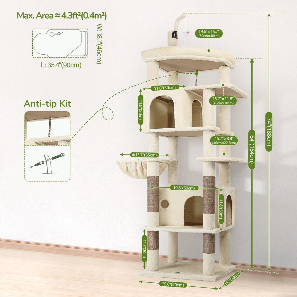 Globlazer Large Cat Tree Tower easy assembly steps and labeled parts
