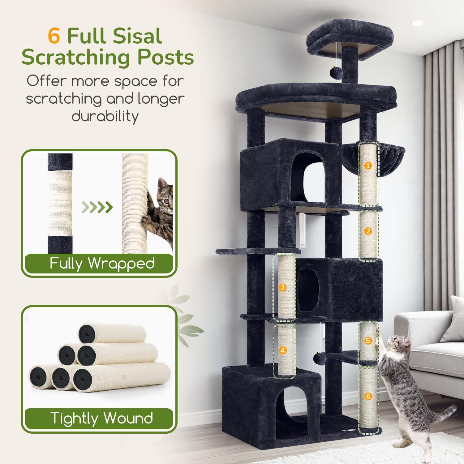 Globlazer oversized perches offer elevated observation and resting spots.