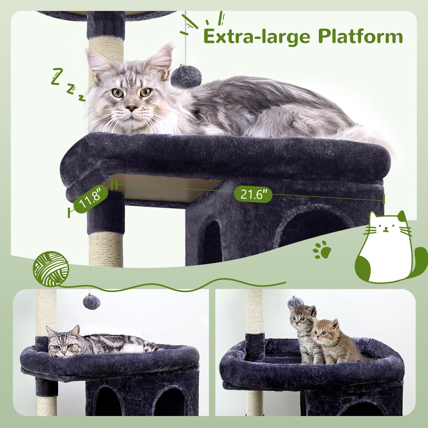 Globlazer S72 oversized platform offers roomy rest for big cats.