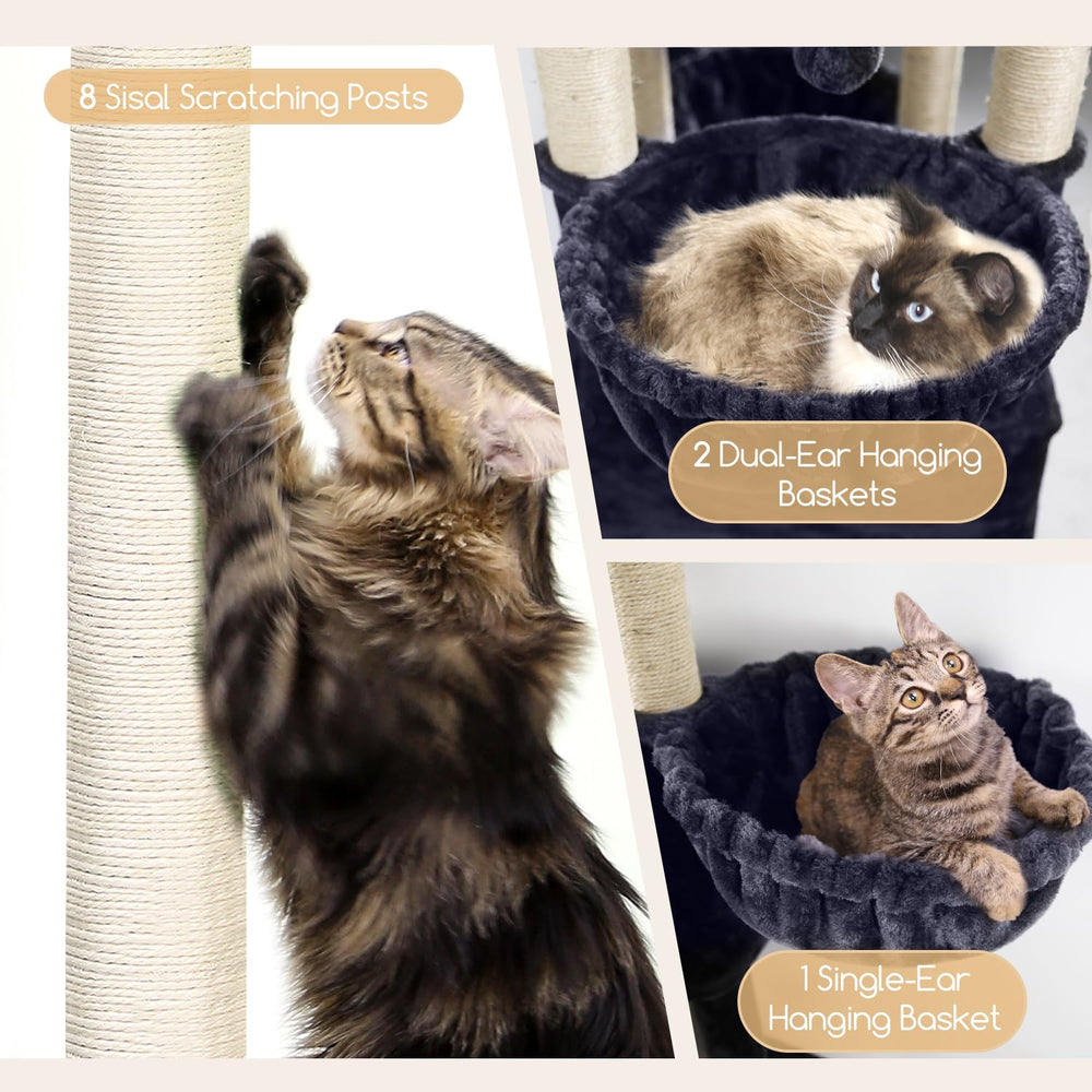 Globlazer S82 eight natural sisal posts provide durable scratching outlets.