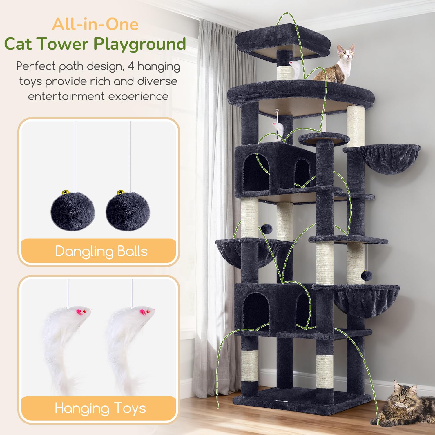Globlazer S82 two padded perches elevate cats for observation and restful lounging.