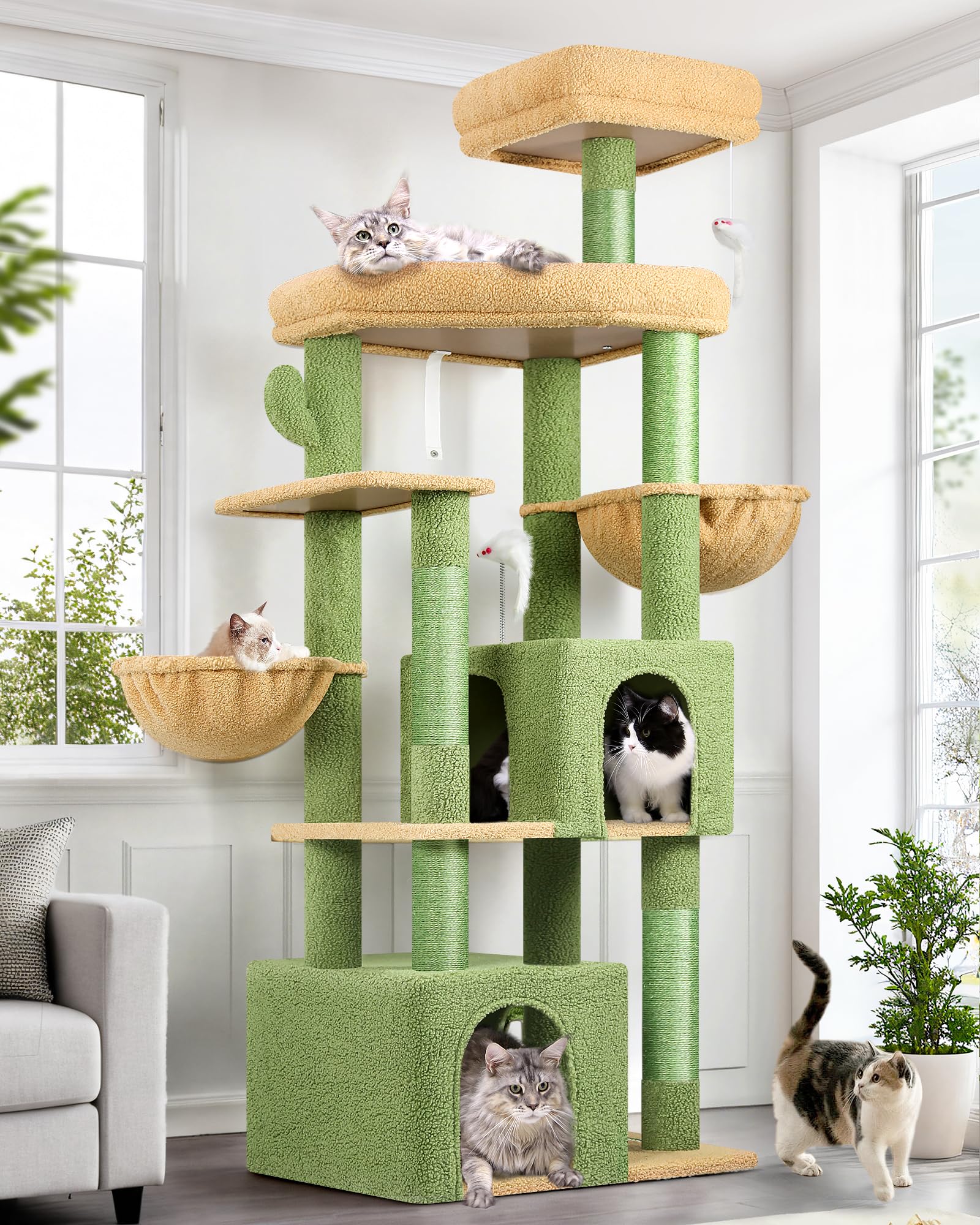 Globlazer sturdy cat tree 68-inch base for stable play and tall climbing