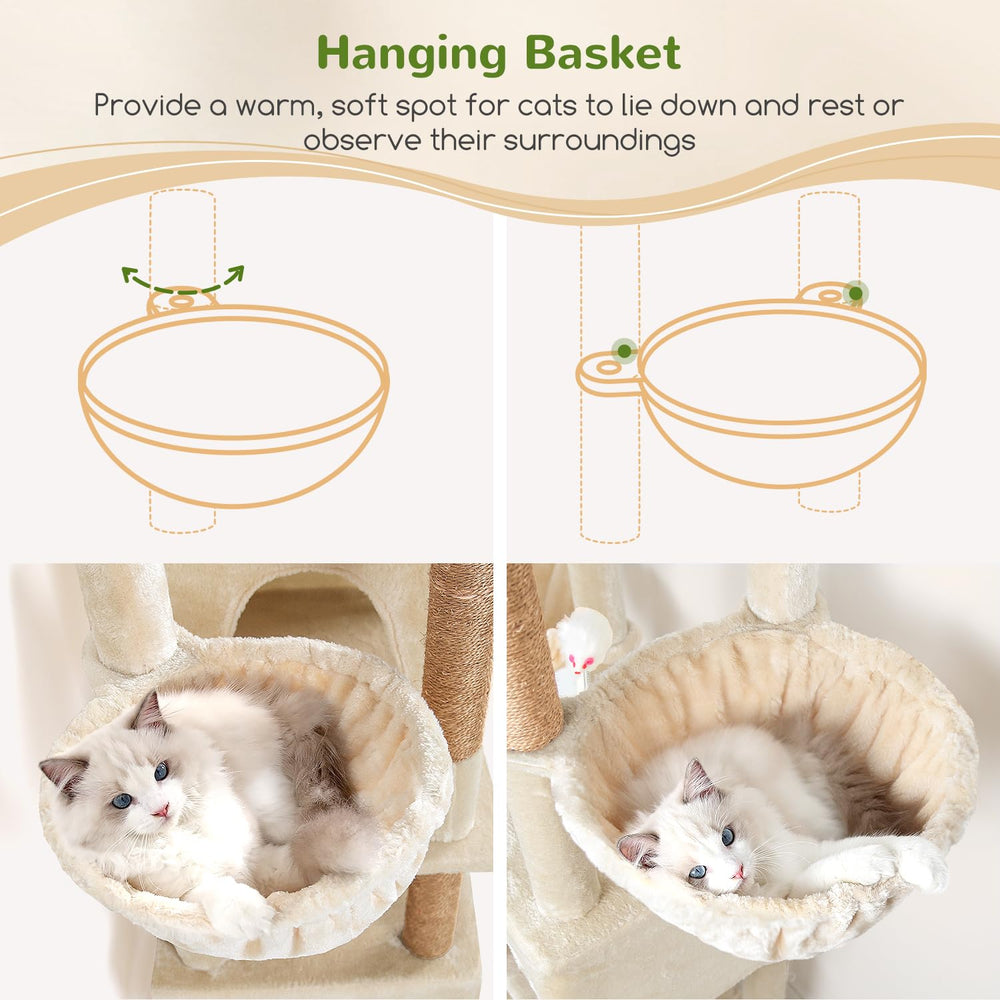 Globlazer sturdy cat tree enlarged base enhances stability during play and rest.