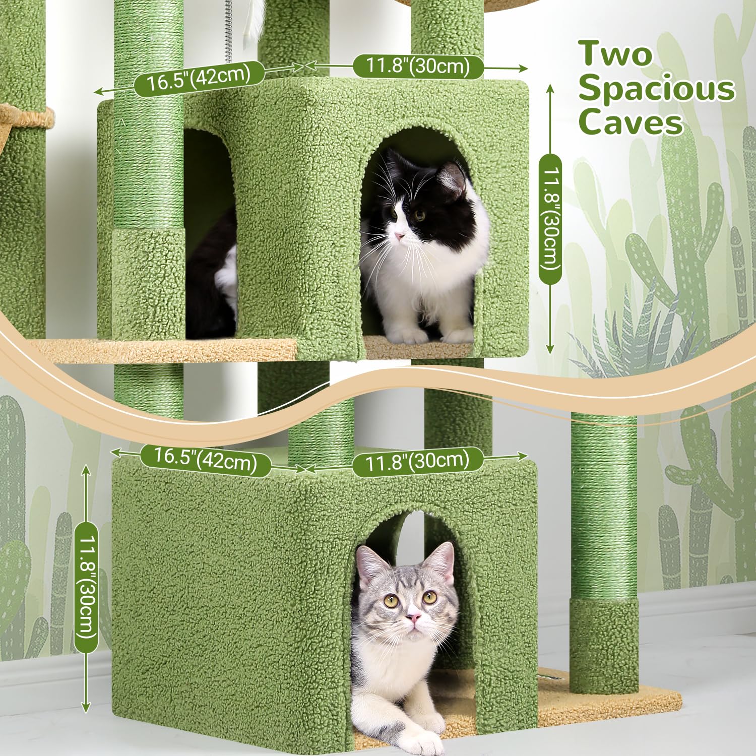 Globlazer sturdy cat tree spacious cat cave green for private retreat