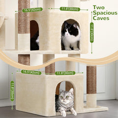 Globlazer sturdy cat tree spacious cat cave offers private rest for a big cat.