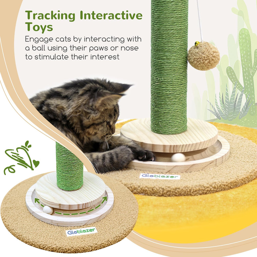 Globlazer tall cat scratcher wrapped in natural sisal supports healthy scratching.
