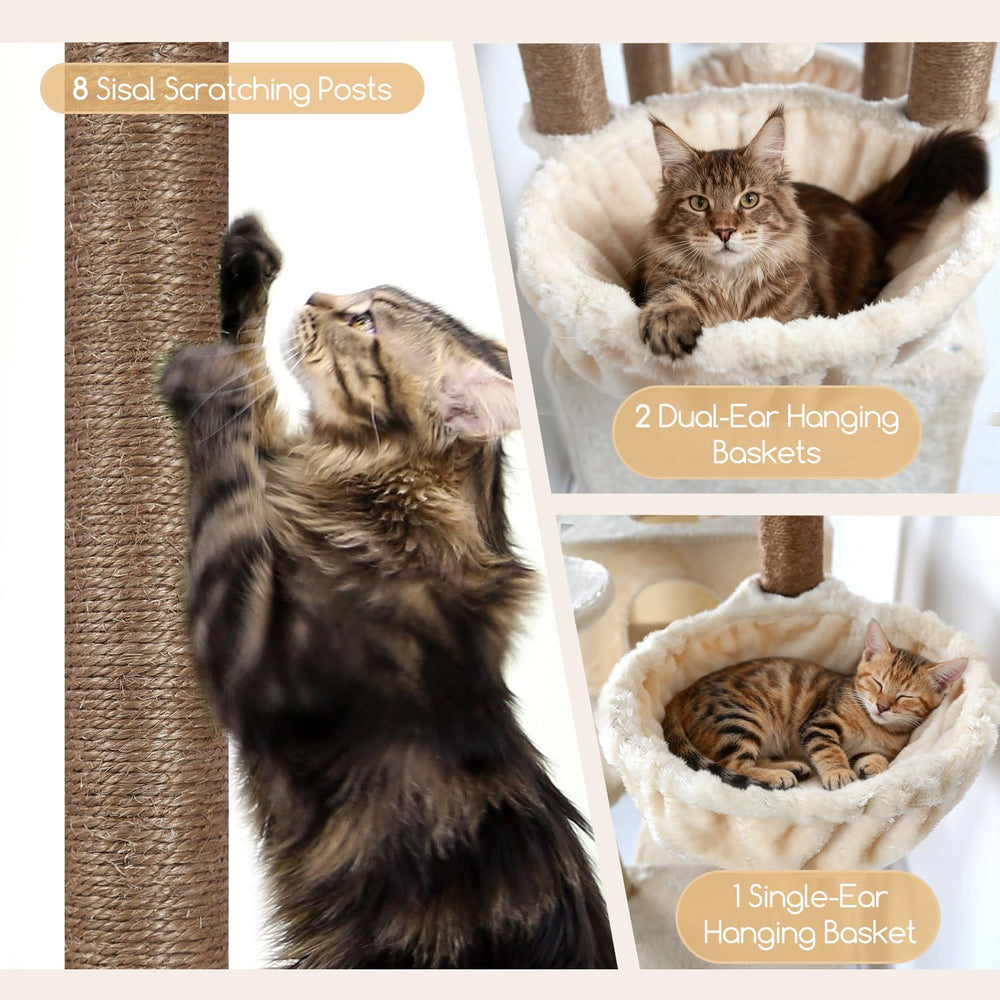 Globlazer three hanging baskets, soft resting spots for multiple cats.