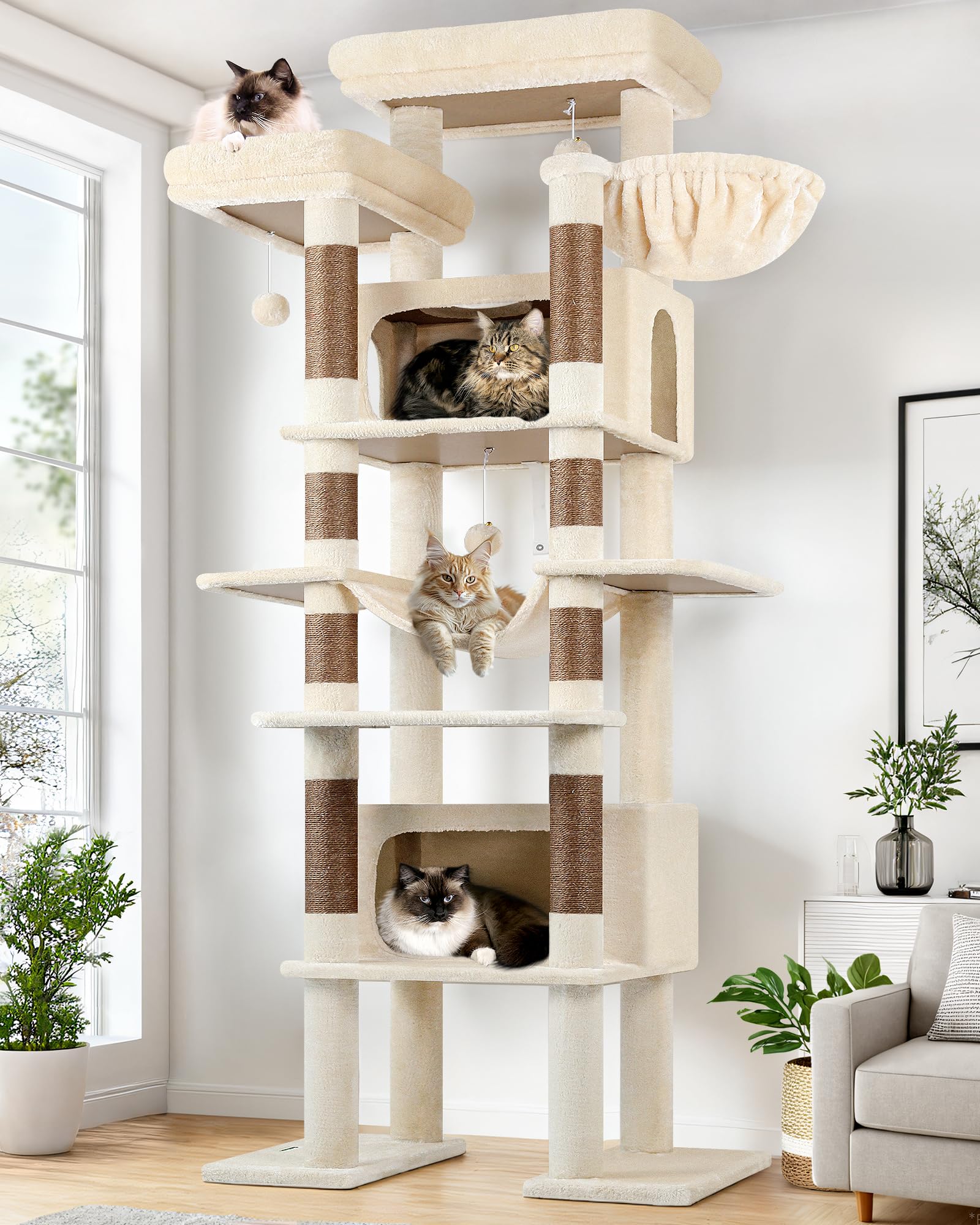 Globlazer XXL cat tree front-view image for elevated supervision and play.