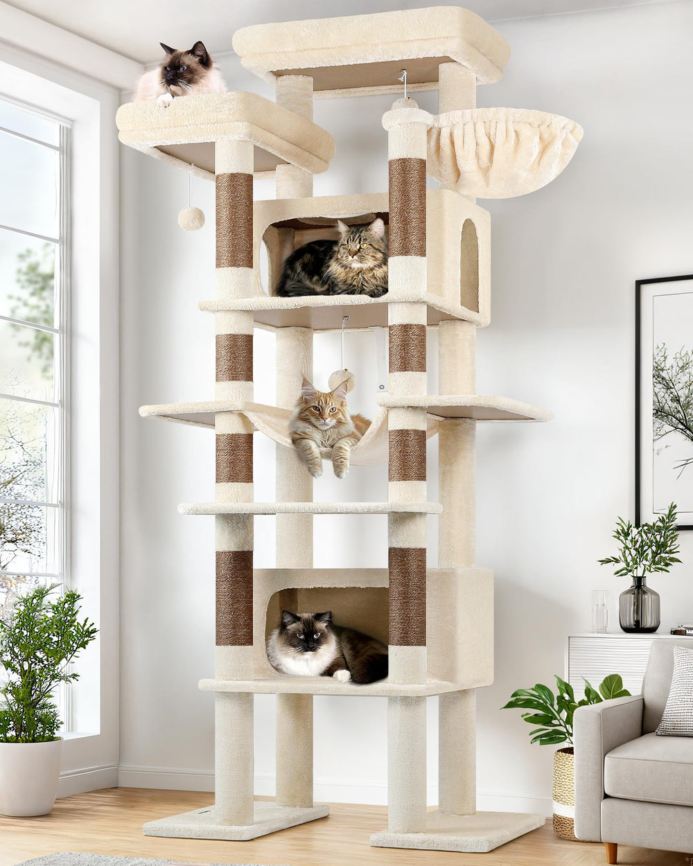 Globlazer XXL cat tree front-view image for elevated supervision and play.