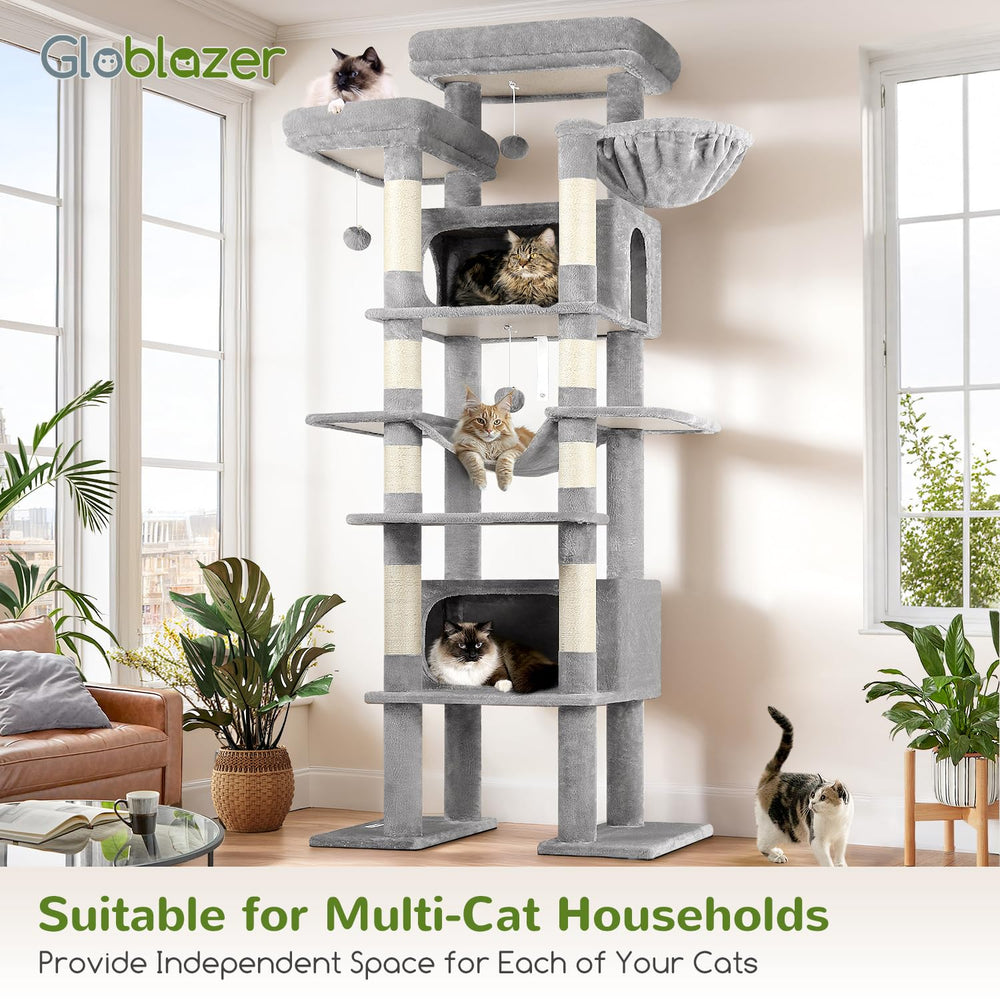Globlazer XXL cat tree hanging basket offers a soft, high perch for cats.